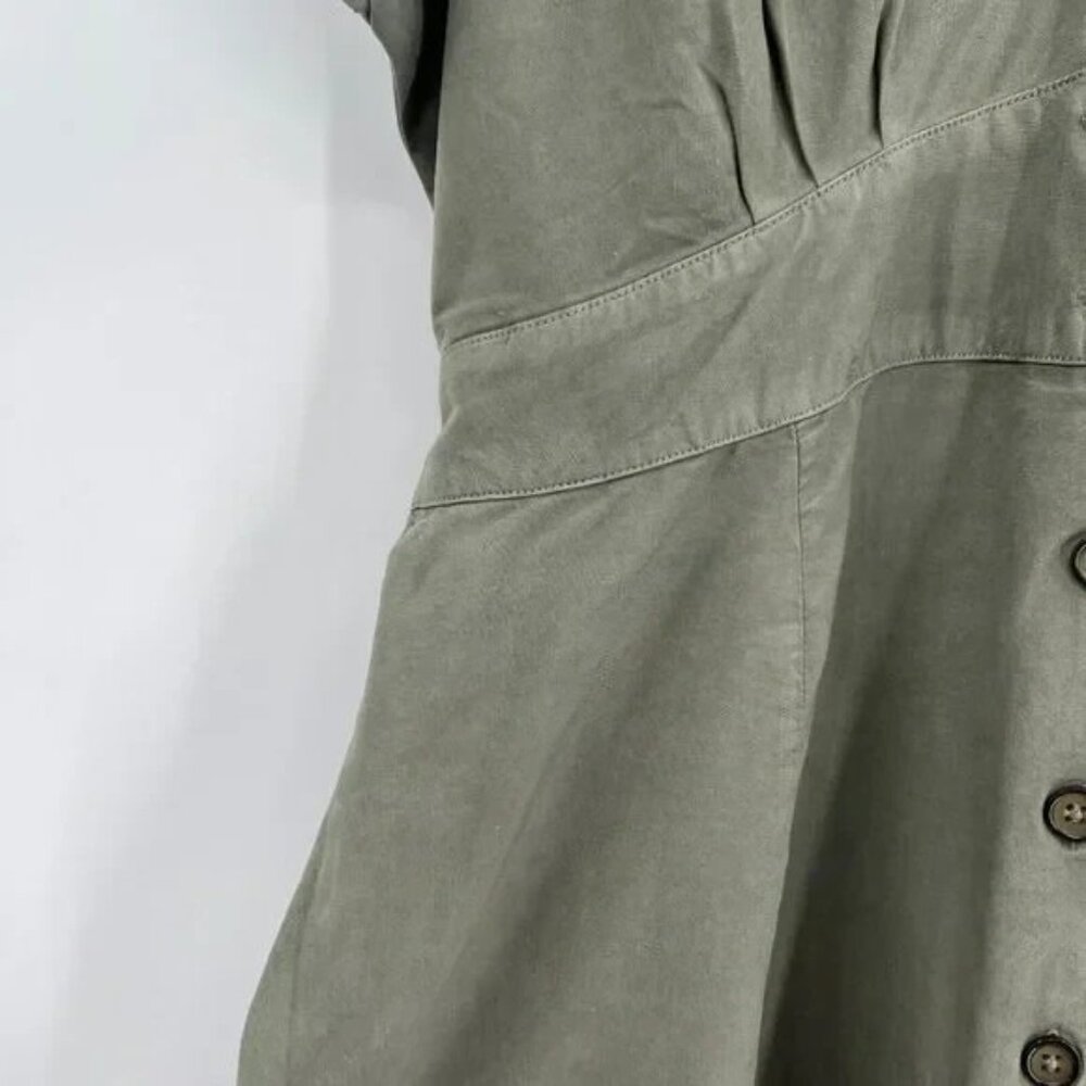 Quince Vintage Wash Tencel Button Front Dress with Tie Waist size S Olive Green - Picture 5 of 8